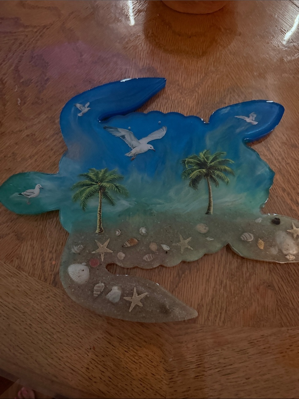 Handmade Sea Turtle Wall Art - Blue & Green Coastal Scene